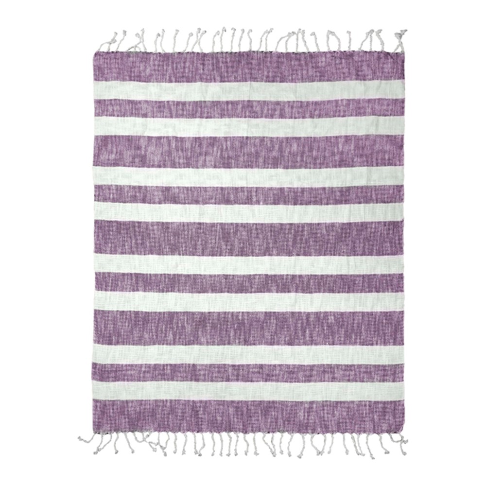 Cotton Stripe Lavender Throw AIELLA