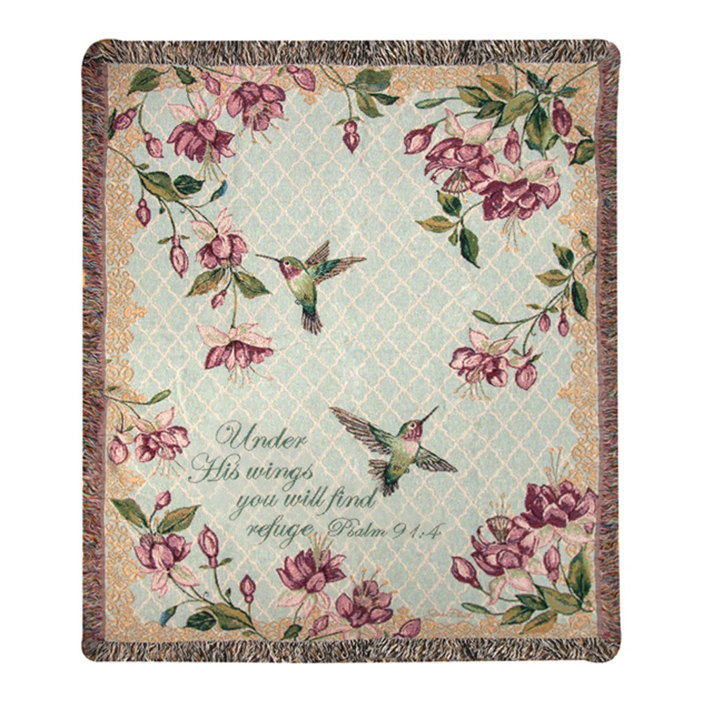 Ruby Among The Fuchsias w/ Verse Tapestry Throw ATRAFV