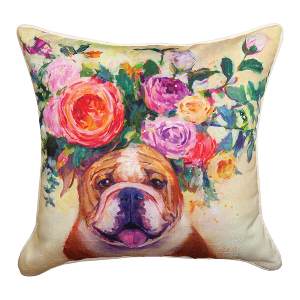Dogs In Bloom Bull Dog Pillow SLDIBBD