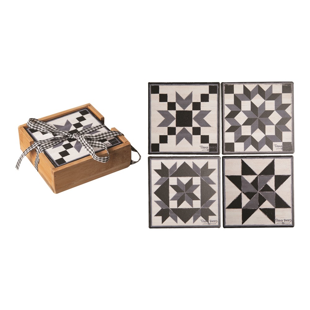 Quilt Squares Coaster with Holder ICBWQC