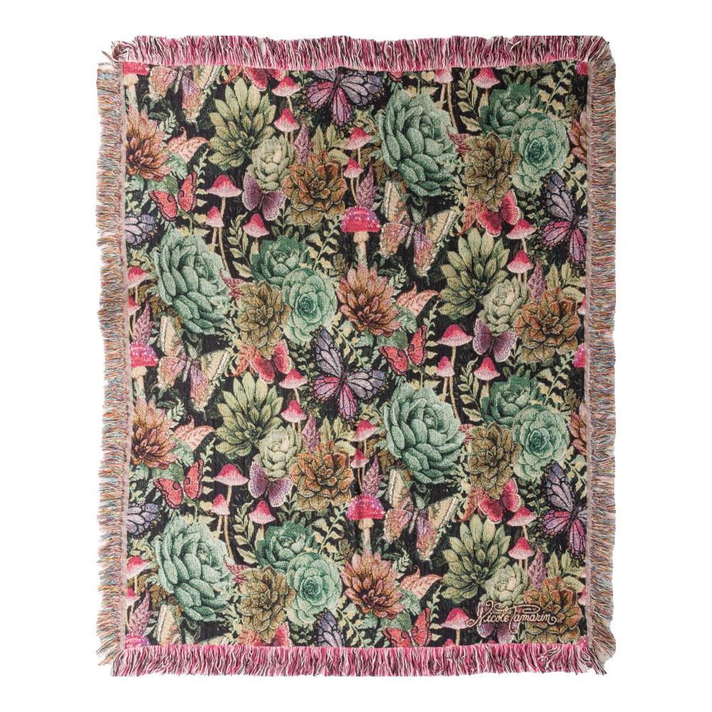 Dark Succulents Woven Tapestry Throw ATDSUC