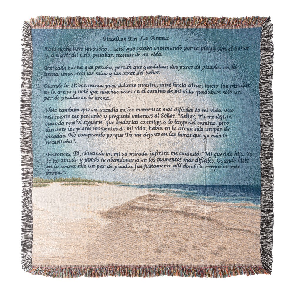 Footprints In The Sand Tapestry Throw - Spanish ATFTPS