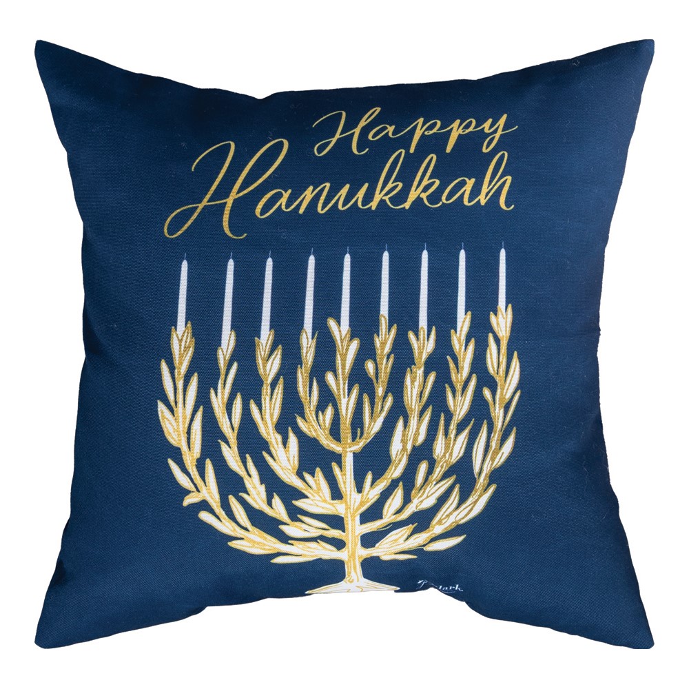 Happy Hanukkah Navy Climaweave Pillow SLHHNV