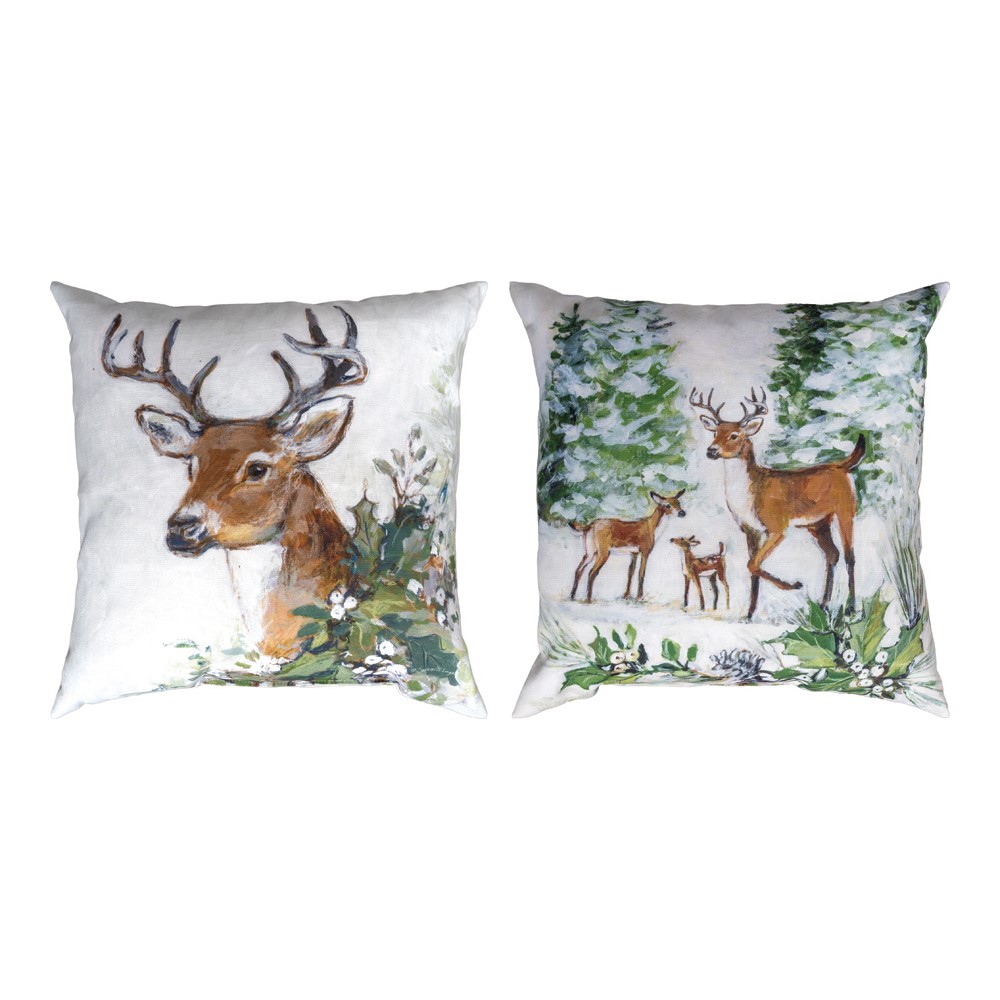 Season's Frost - Deer Family Clmaweave Pillow SLSEAF