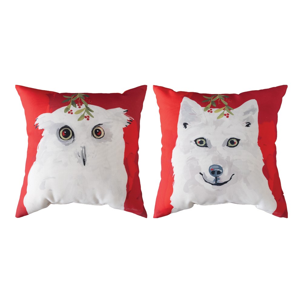 White Christmas Animals - Owl/Wolf Climaweave Pillow SLWCOF