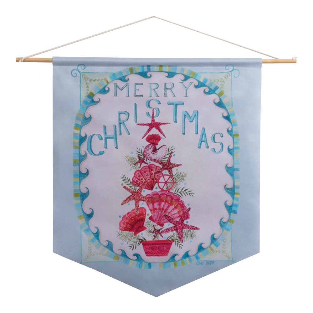 Merry Christmas Seashell Topiary Pennant SWMC