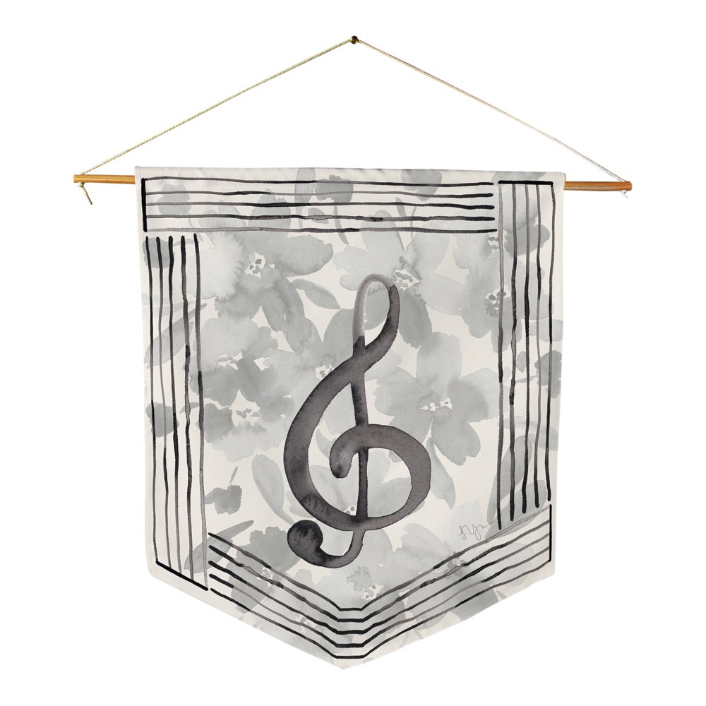 Music Note With Flowers - Treble Pennant SWMNWF