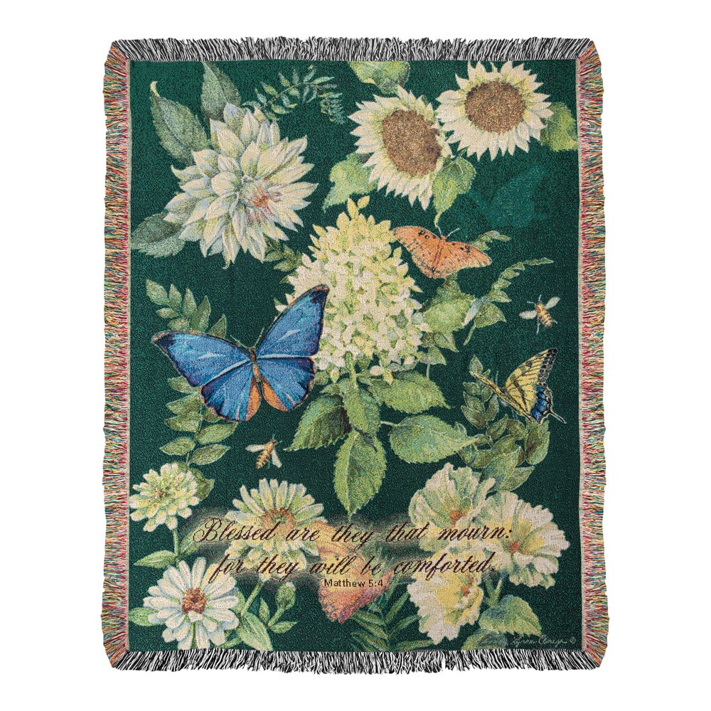 Flutter And Flowers With Verse Tapestry Throw ATFLUV