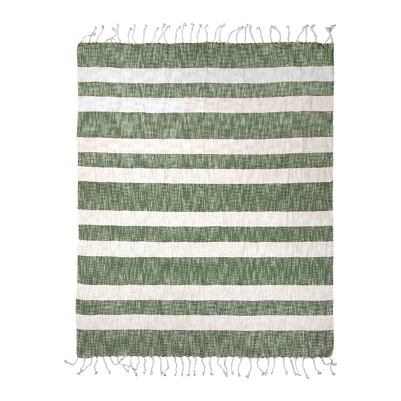 Cotton Stripe Green Throw AIELGN