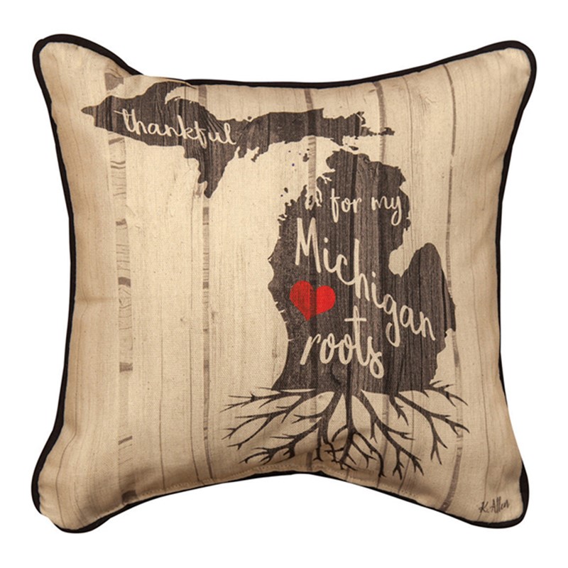 Thankful For My Roots Michigan Pillow SDPTMI