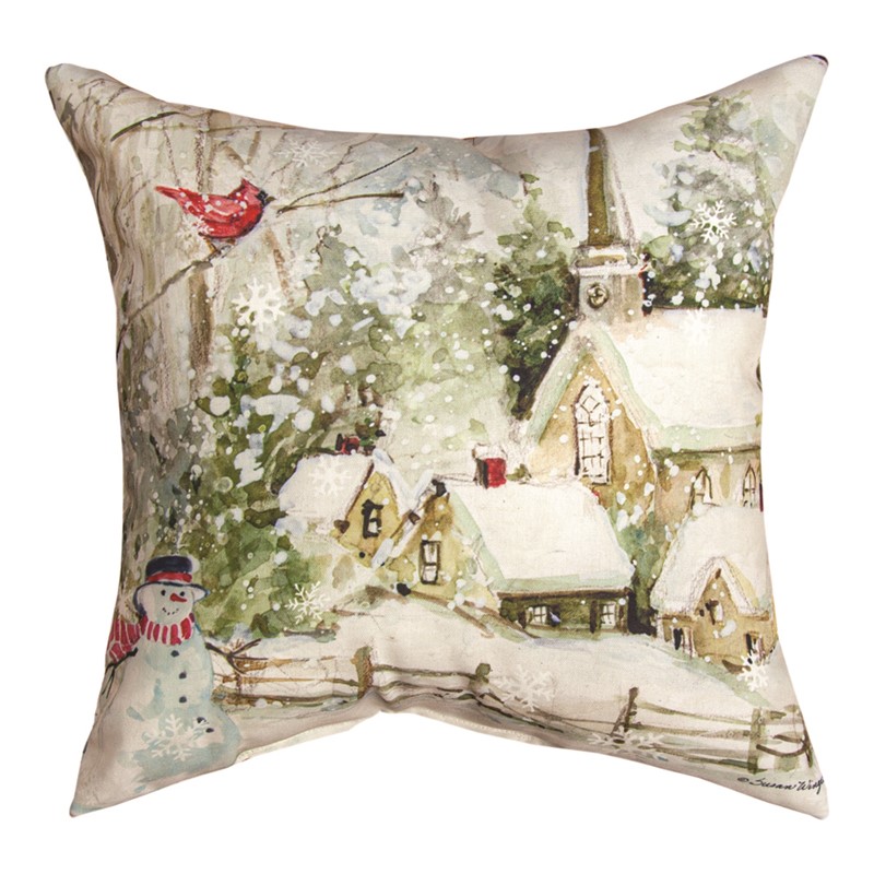 Snow Church Cardinal Climaweave Pillow SLSCCA