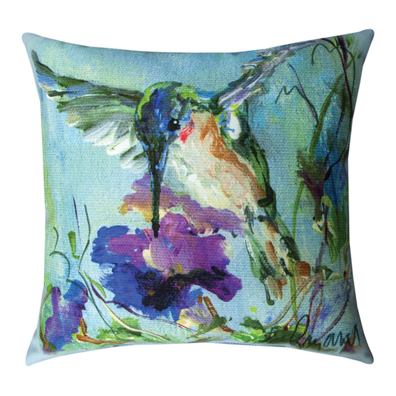 Hummingbird Purple Flowers Climaweave Pillow SLSWPF