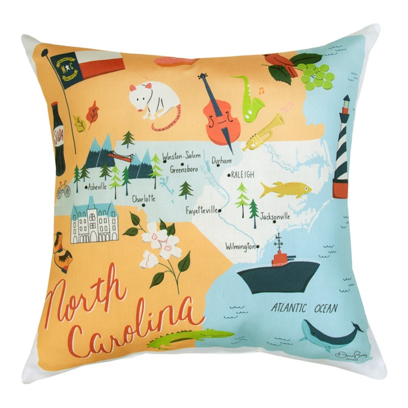 North Carolina Map Climaweave Pillow SLNC