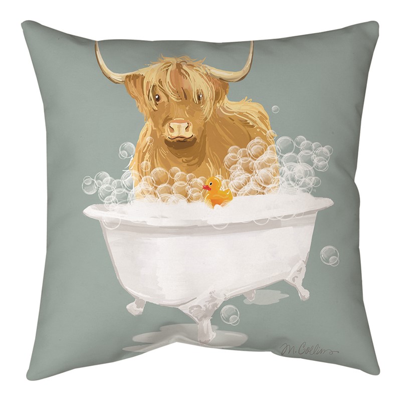 Highland Cow In Tub Climaweave Pillow SLHIGH