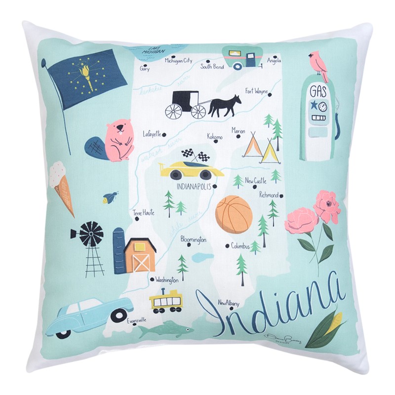 Indiana Map Climaweave Pillow SLIN