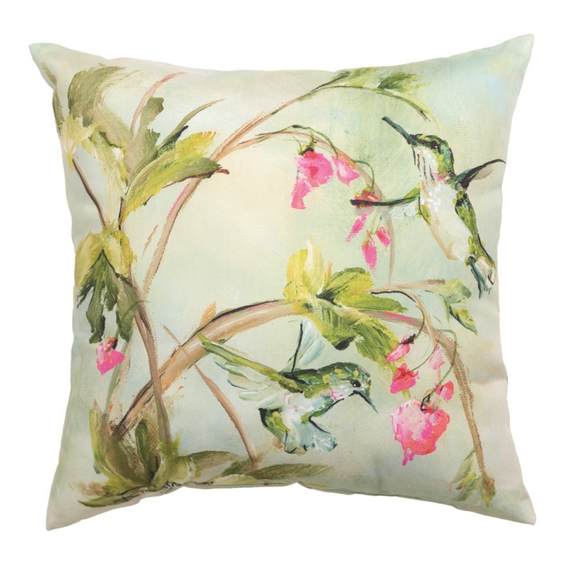 Hummingbirds On Pink Flowers Climaweave Pillow SLHOP