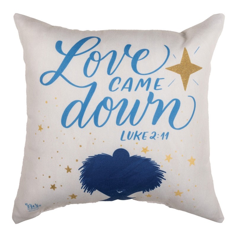 Blue White Christmas Love Came Down Climaweave Pillow SDBWL
