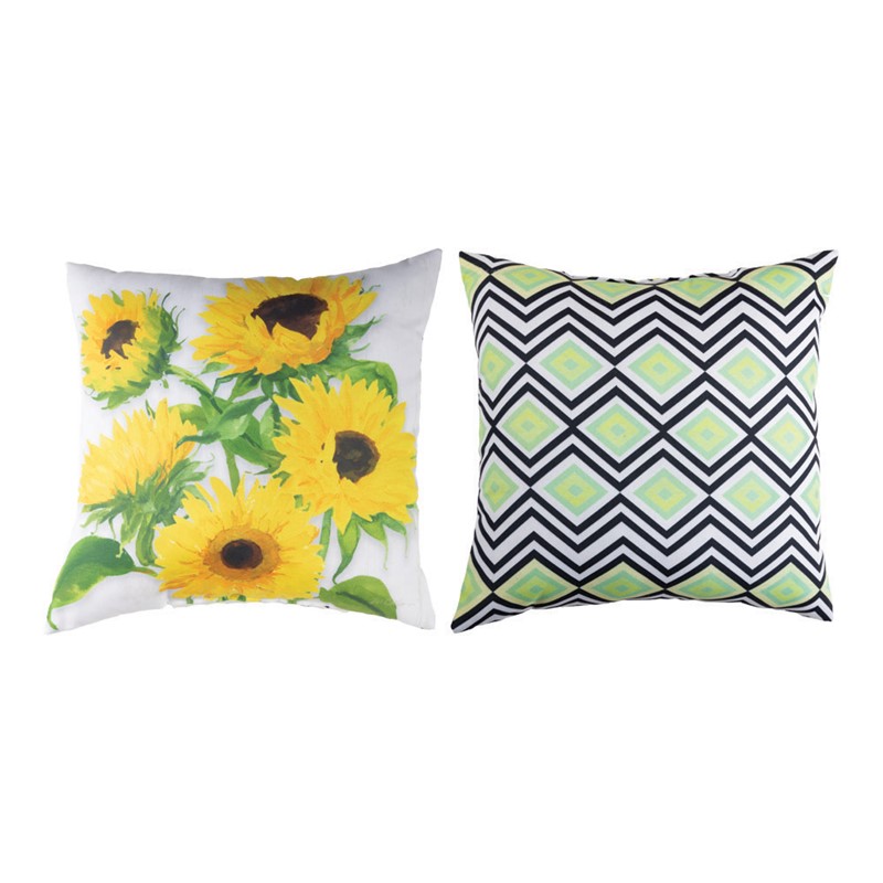 Zig Zag Sunflowers White Climaweave Pillow SLZSW