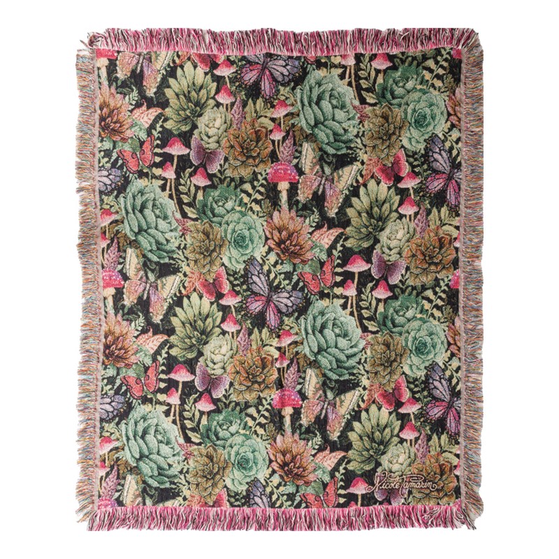 Dark Succulents Woven Tapestry Throw ATDSUC