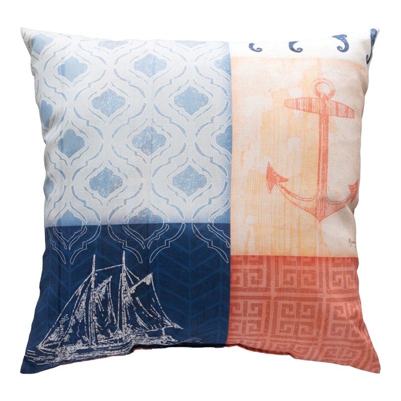 Nautical Wonder Navy & Coral With Anchor Climaweave Pillow SLNWAB