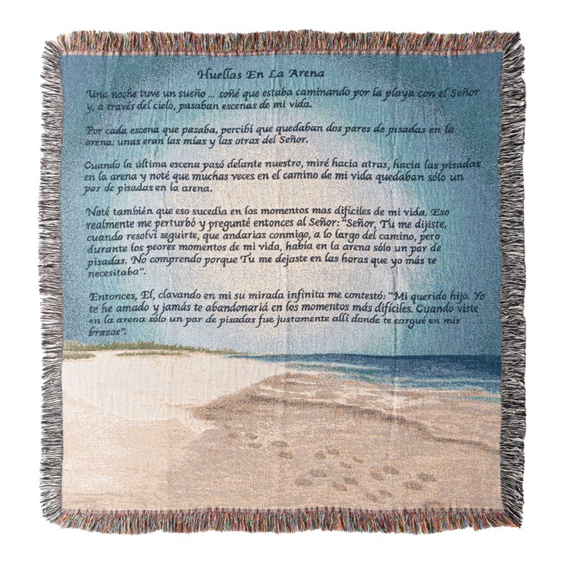 Footprints In The Sand Tapestry Throw - Spanish ATFTPS