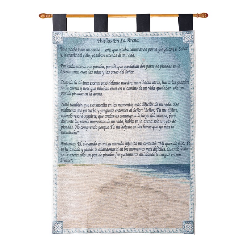 Footprints In The Sand Tapestry Wall Hanging - Spanish HWTFSH