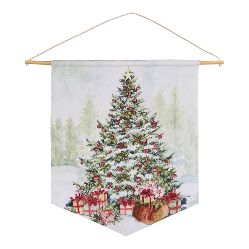 Holly And Pine - Christmas Tree And Poinsettias Pennant SWHAPT
