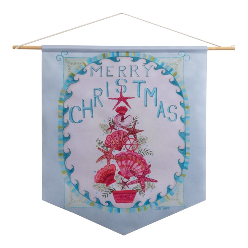 Merry Christmas Seashell Topiary Pennant SWMC