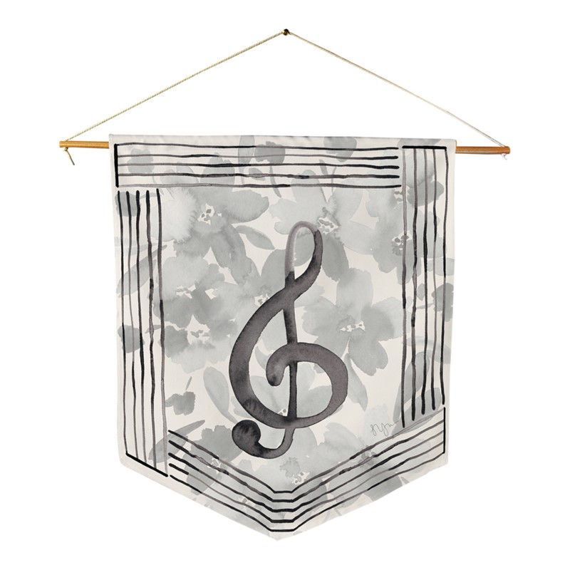 Music Note With Flowers - Treble Pennant SWMNWF