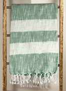 Cotton Stripe Green Throw AIELGN View 2