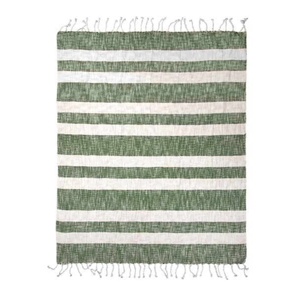 Cotton Stripe Green Throw AIELGN