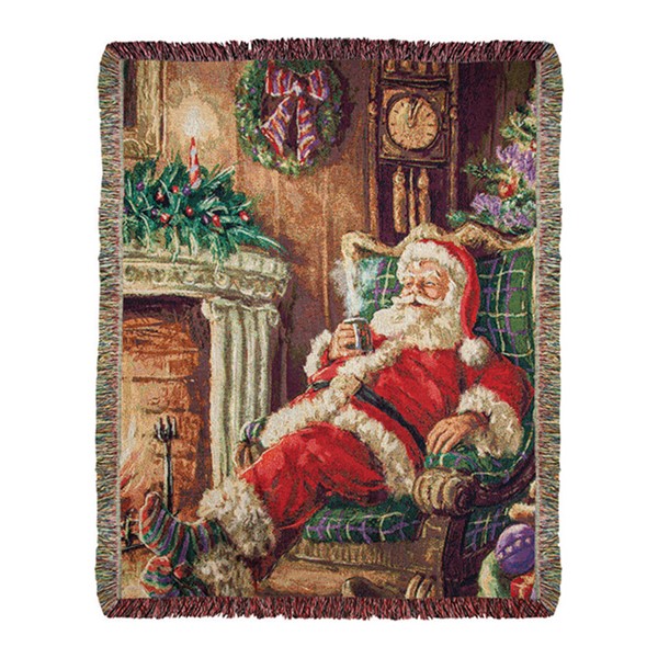 Manual Woodworkers Enchanted Jacquard Woven Tapestry Santa Stocking Santa