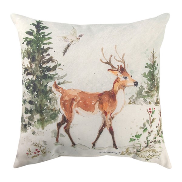 Snowy Forest Moose & Deer Climaweave Pillow SLSFMD