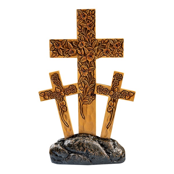 Triple Flower Carved Cross RMINTF