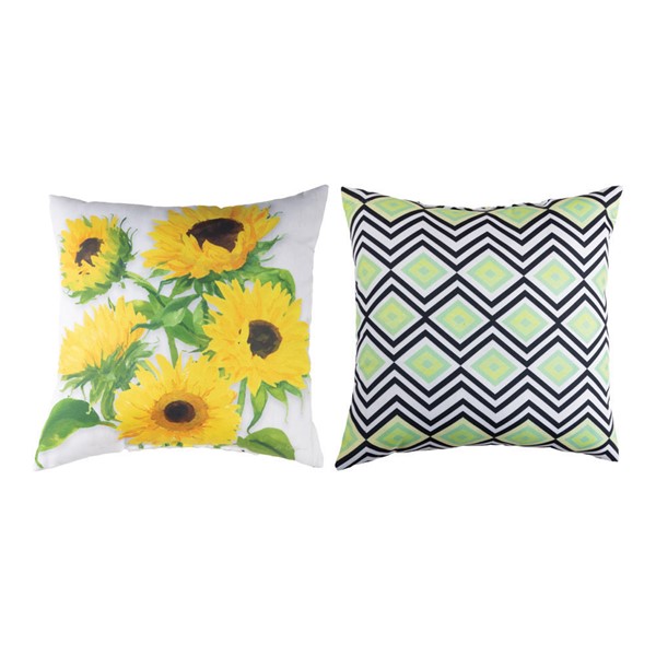 Zig Zag Sunflowers White Climaweave Pillow SLZSW