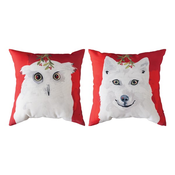 White Christmas Animals - Owl/Wolf Climaweave Pillow SLWCOF
